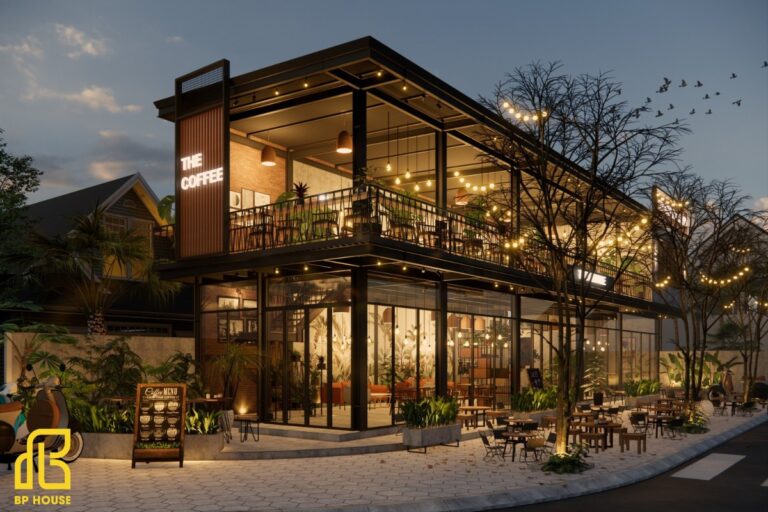 Thiết kế thi công quán cà phê khung thép: xu hướng mới cho kinh doanh hiện đại