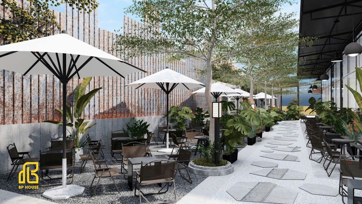 thiết kế quán cafe sân vườn