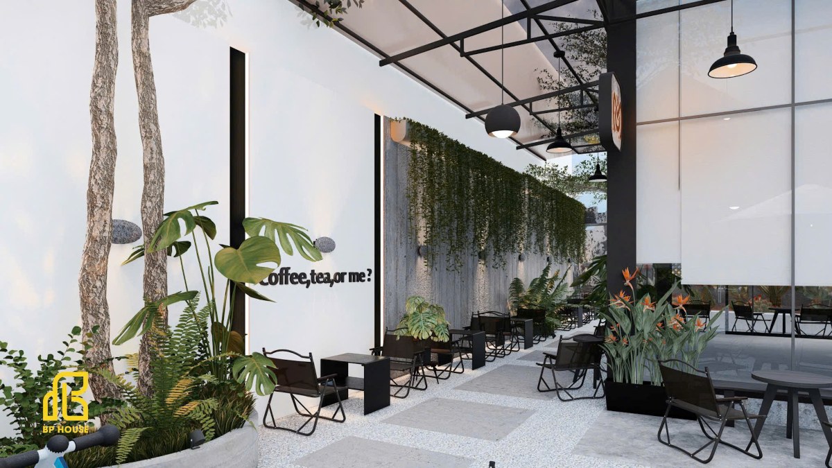 thiết kế quán cafe sân vườn
