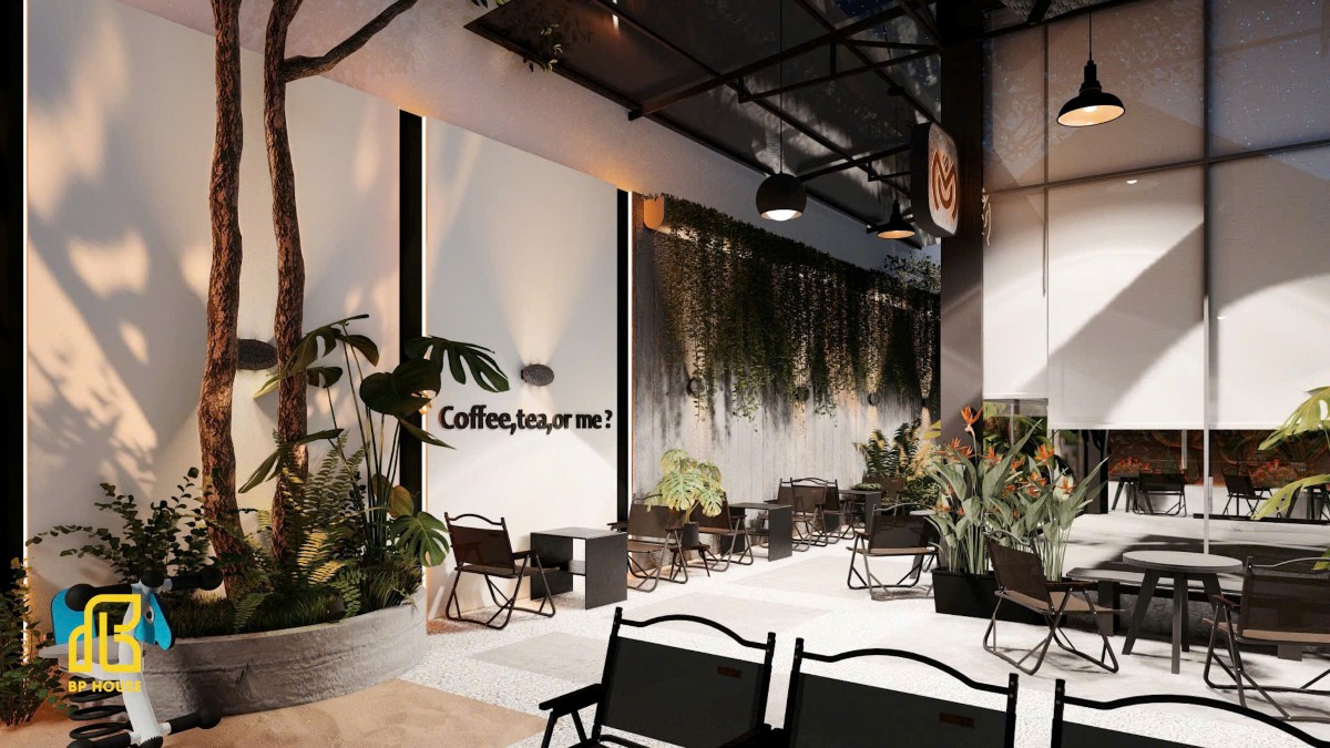 thiết kế quán cafe sân vườn