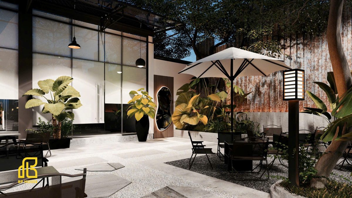 thiết kế quán cafe sân vườn