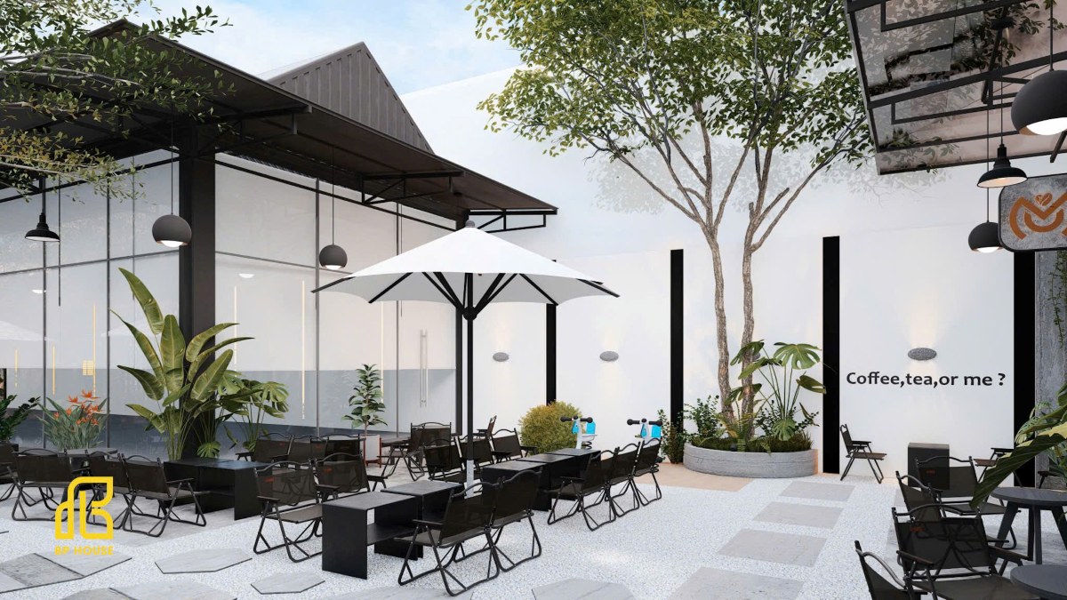 thiết kế quán cafe sân vườn