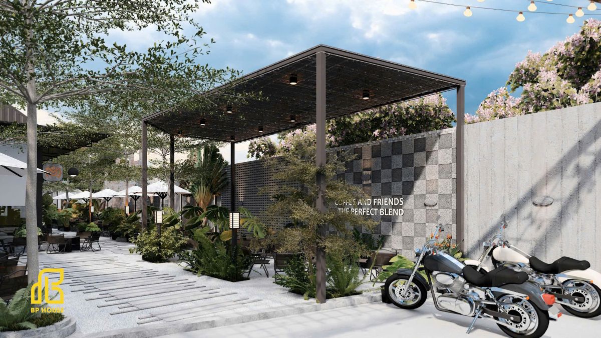 thiết kế quán cafe sân vườn