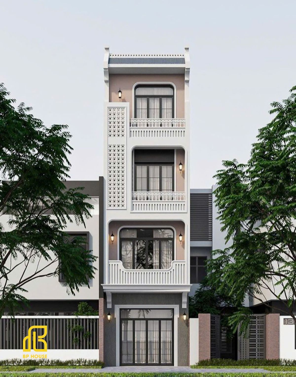 nhà tân cổ điển 4 tầng