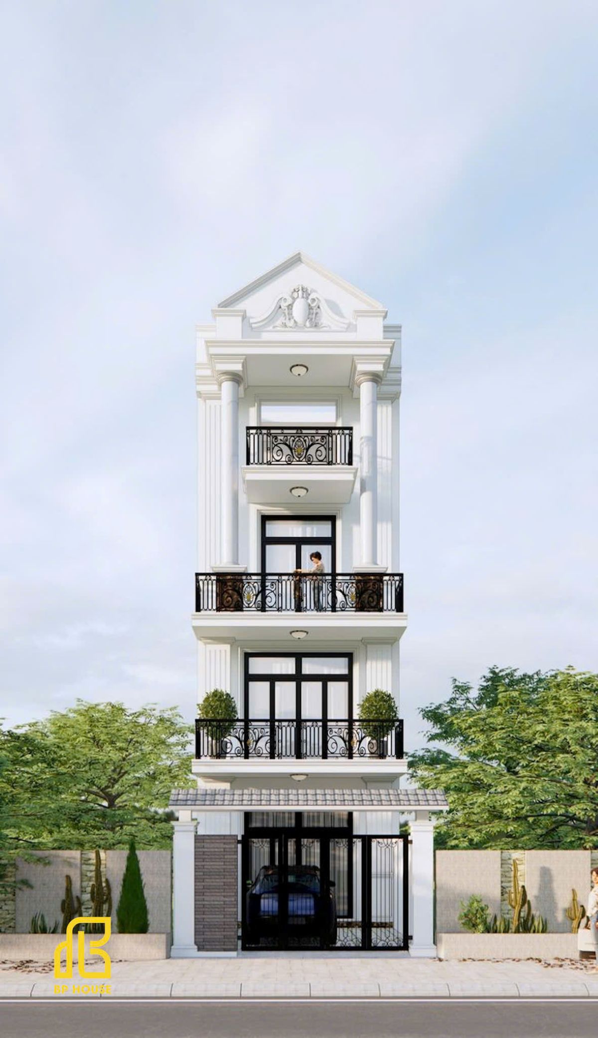 nhà tân cổ điển 4 tầng