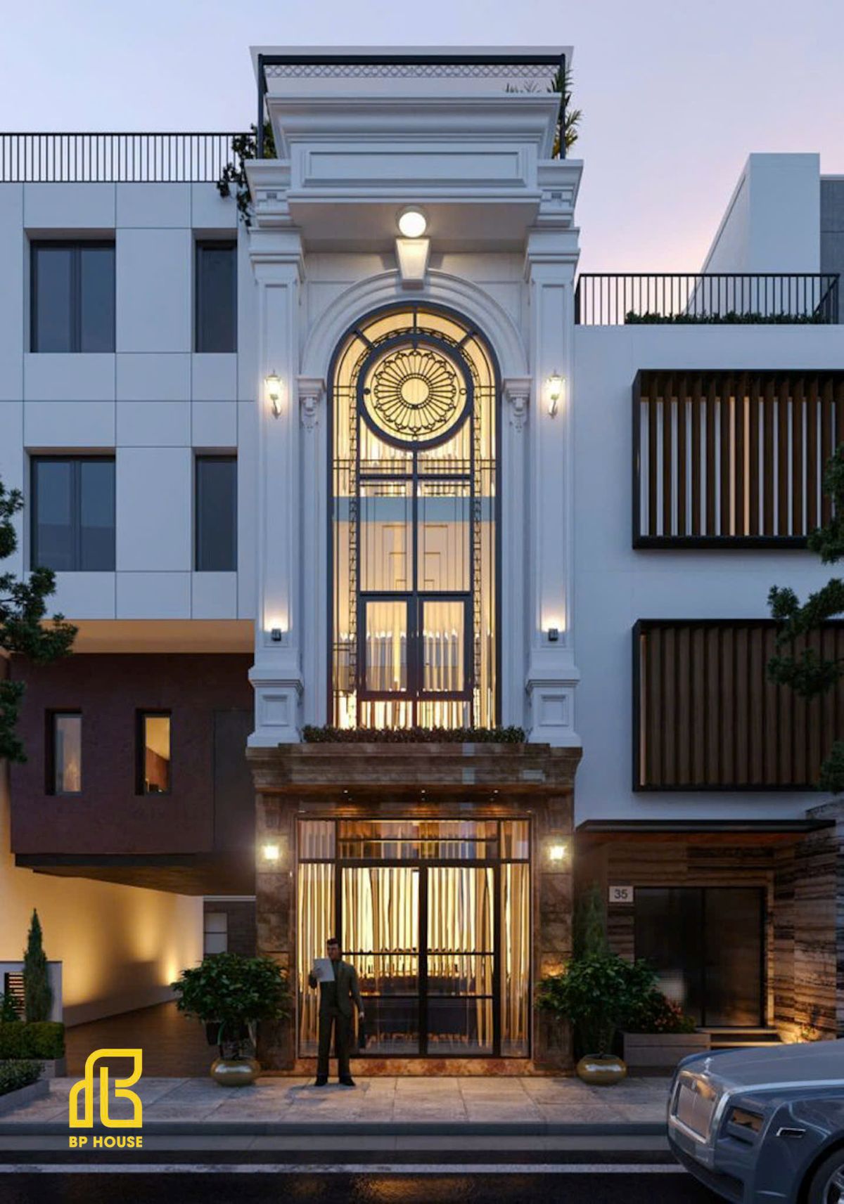 nhà tân cổ điển 4 tầng