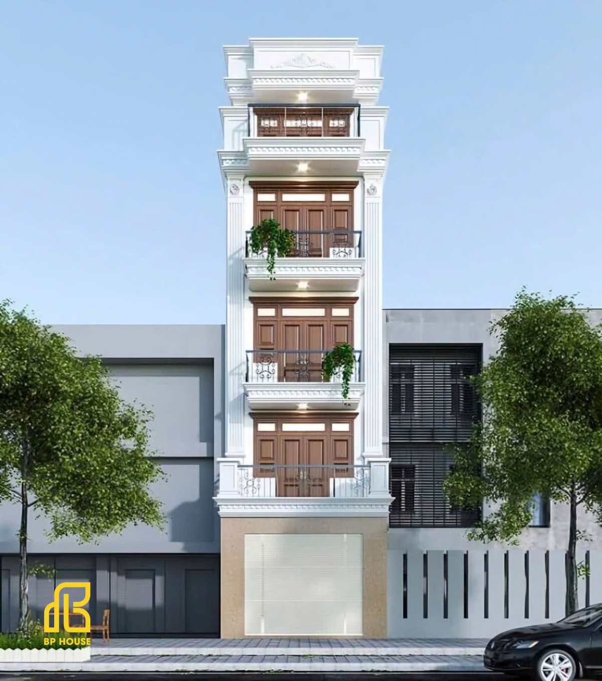 nha-tan-co-dien-5-tang nhà tân cổ điển 5 tầng