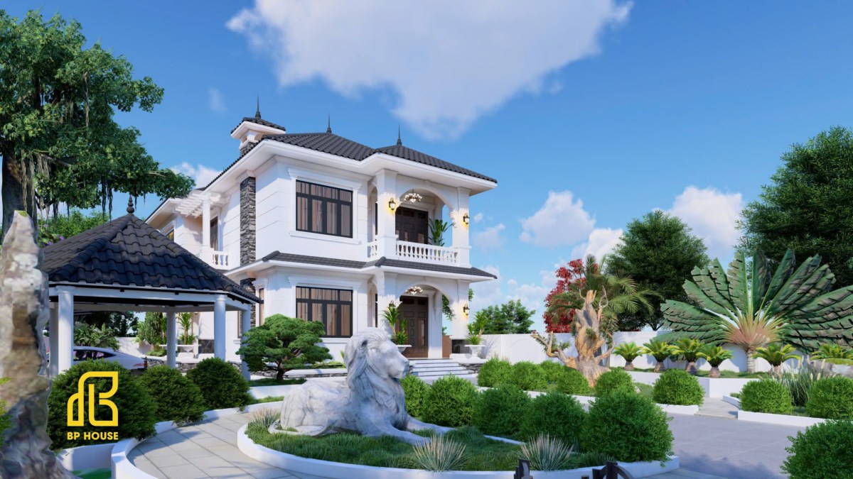 nha-tan-co-dien-2-tang nhà tân cổ điển 2 tầng