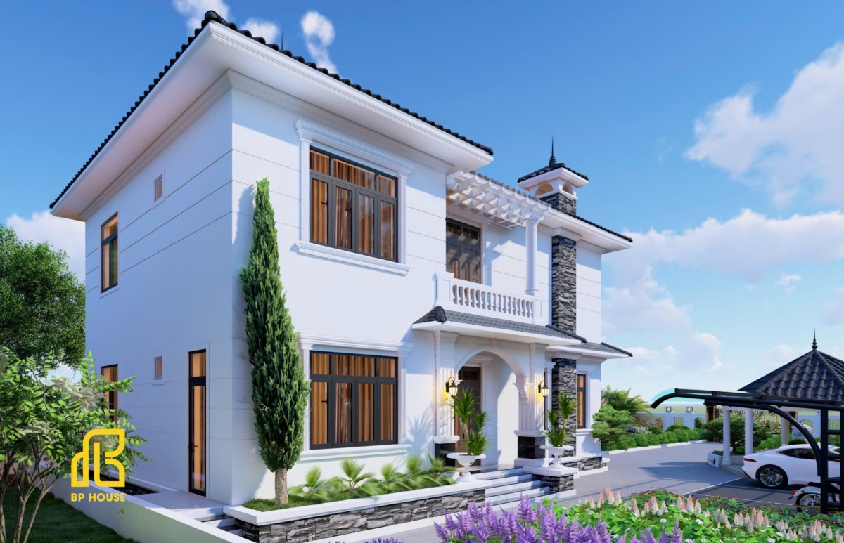 nha-tan-co-dien-2-tang nhà tân cổ điển 2 tầng