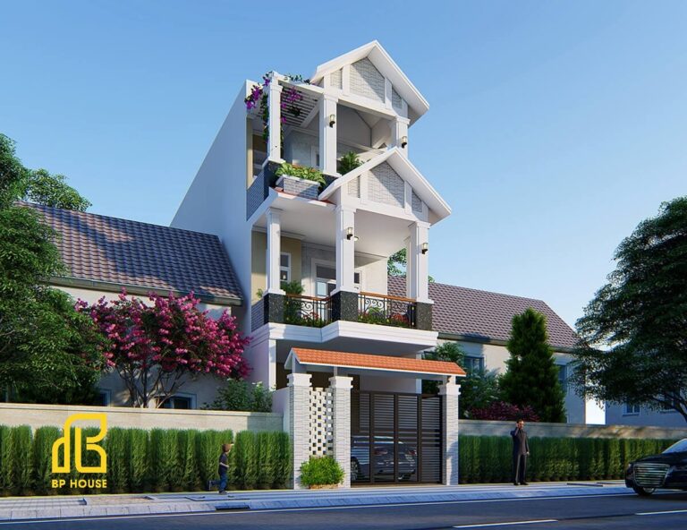 Nhà mặt tiền 6m 3 tầng tân cổ điển đẹp khiến ai cũng trầm trồ