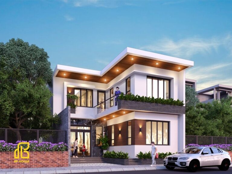 Thiết kế nhà chữ L 2 tầng 80m2 đẹp, tiện nghi, tối ưu chi phí