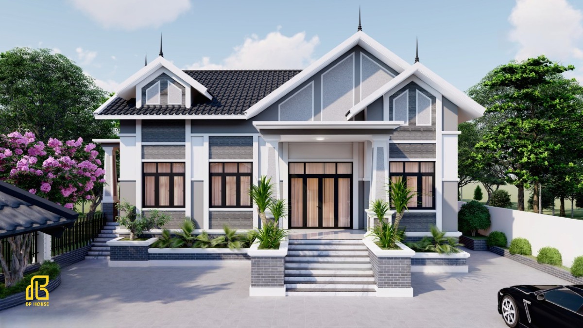 thiết kế thi công biệt thự mái thái