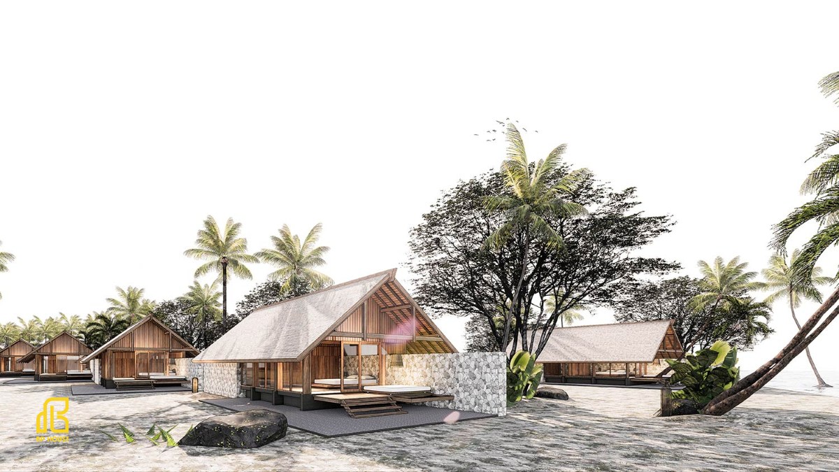 thiết kế thi công resort phong cách mộc