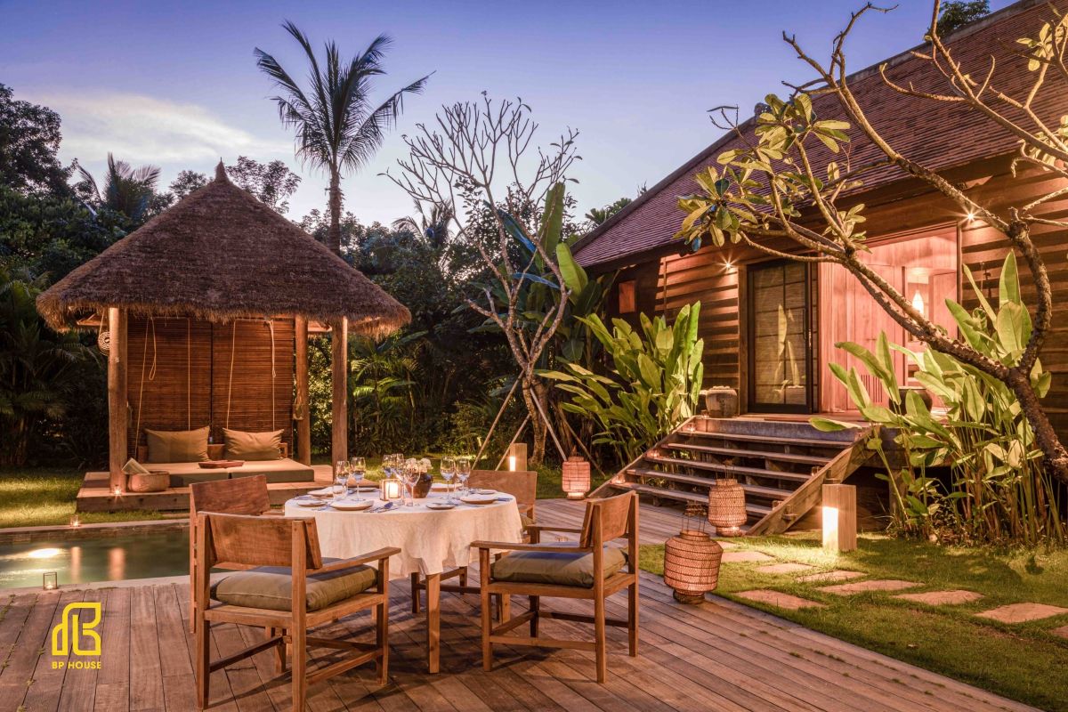 thiết kế thi công resort phong cách mộc