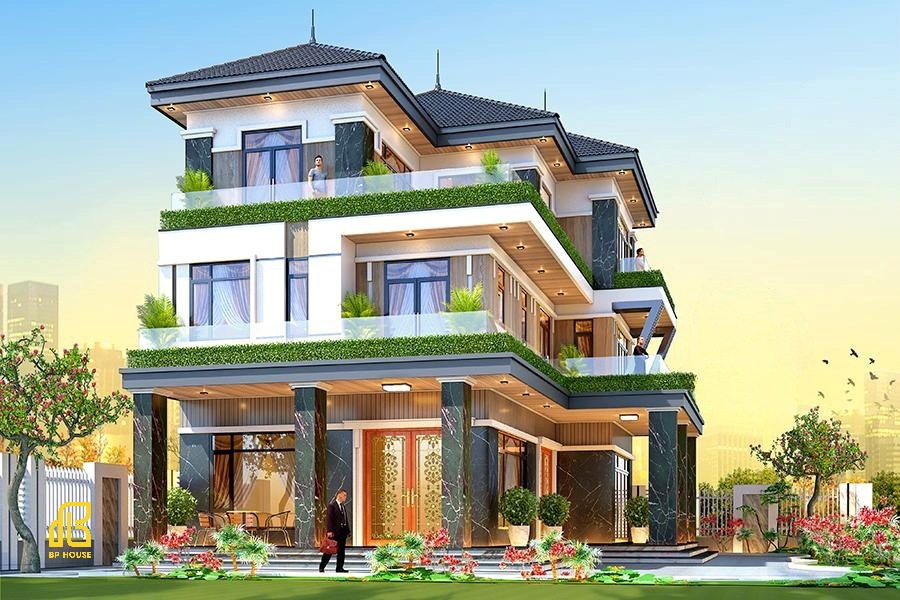 thiết kế biệt thự mái nhật