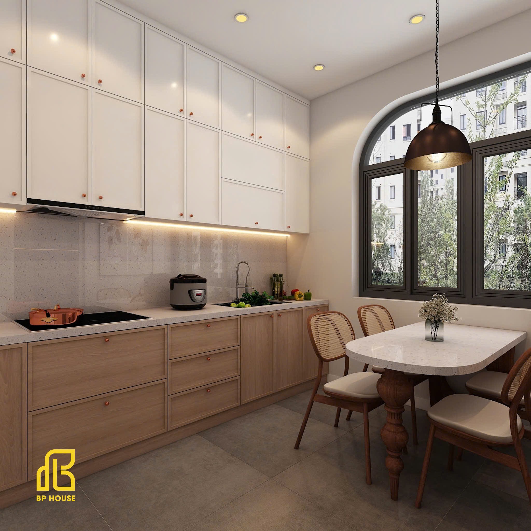 mẫu phòng bếp phong cách wabi sabi