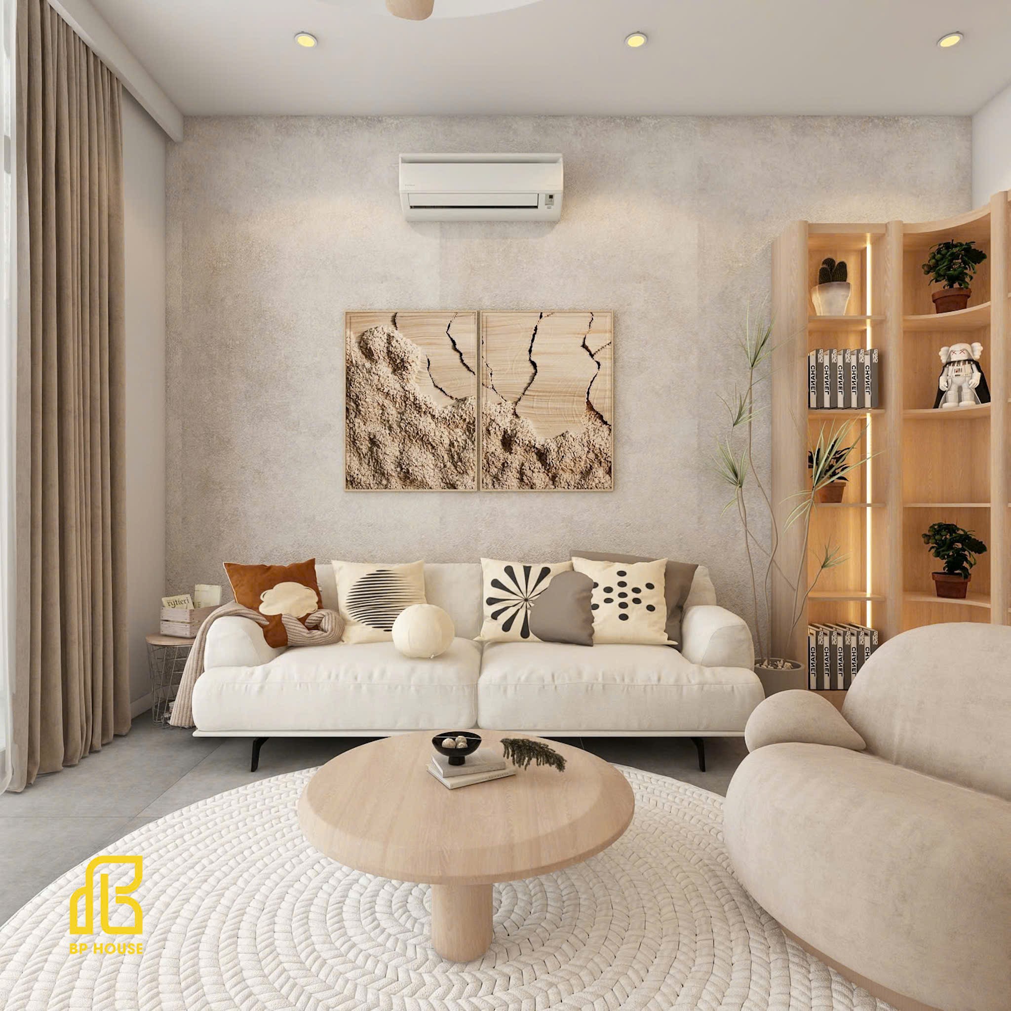 mẫu phòng khách phong cách wabi sabi