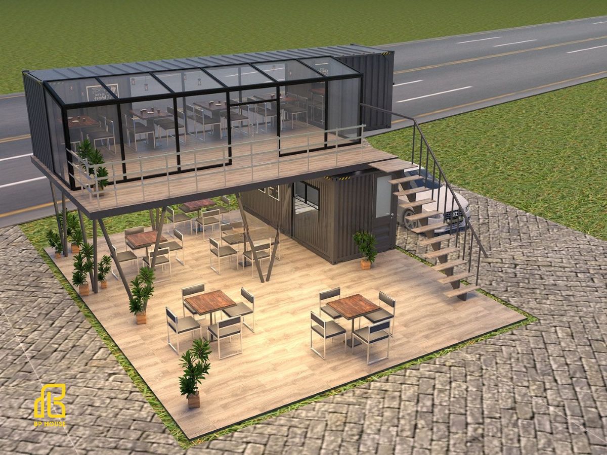 quán cafe sắt tiền chế 7x12