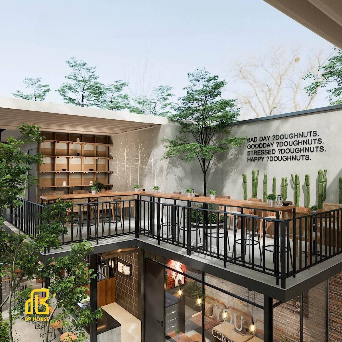 khung thép tiền chế cho cafe hai tầng​