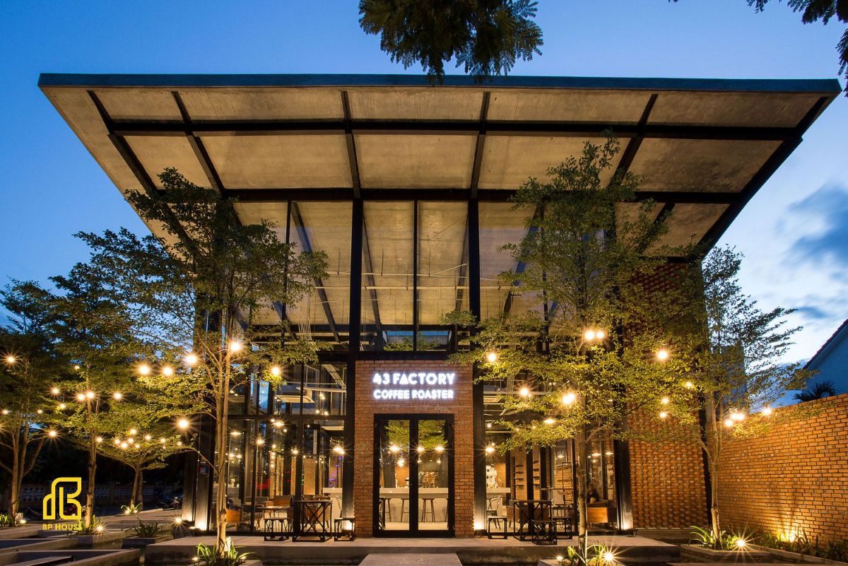 thiết kế quán cafe tiền chế 80m2