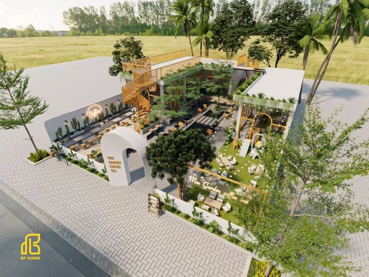 Quán cafe khung thép 1 tầng