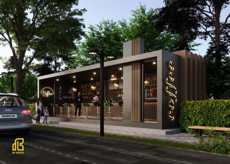 30+ Mẫu quán cafe khung thép 1 tầng đẹp, tối ưu chi phí