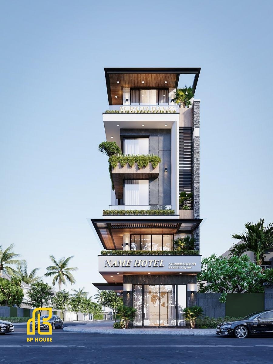 Mẫu nhà nghỉ 5 tầng phong cách hiện đại