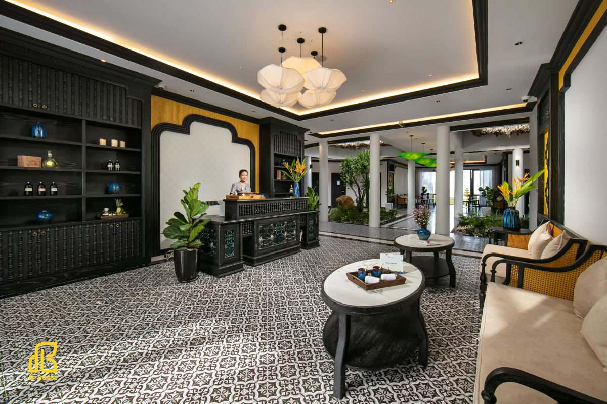 thiết kế sảnh khách sạn phong cách indochine