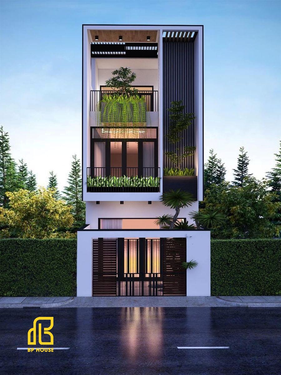 Mặt tiền nhà phố phong cách industrial