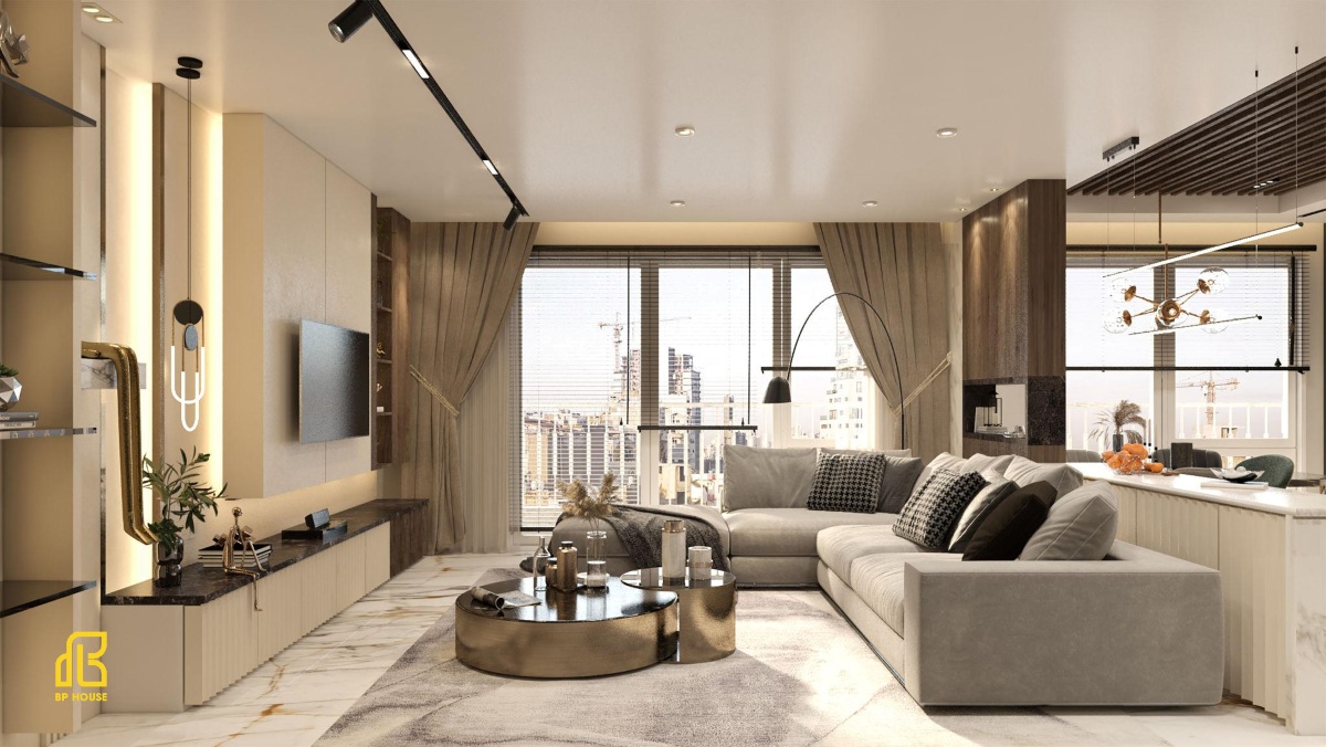 Mẫu thiết kế nội thất căn hộ phong cách luxury