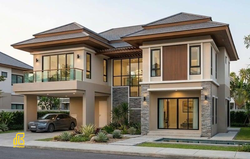 Mẫu biệt thự 2 tầng mái thái hiện đại