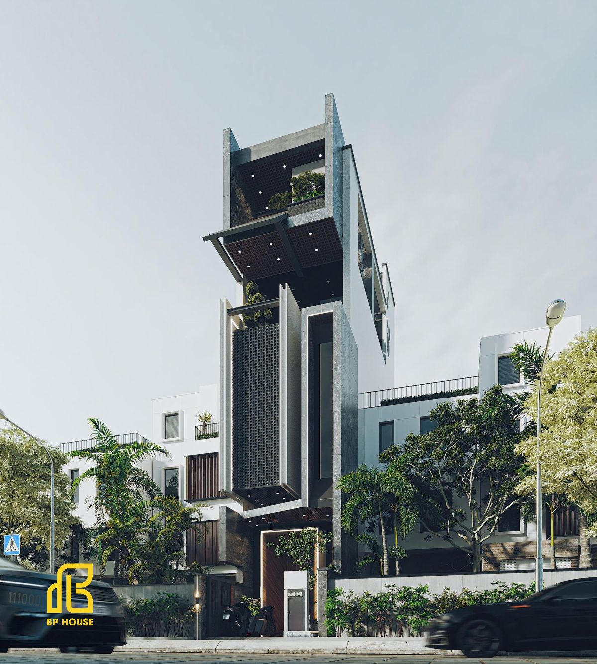 Thiết kế mặt tiền nhà phố phong cách Brutalism