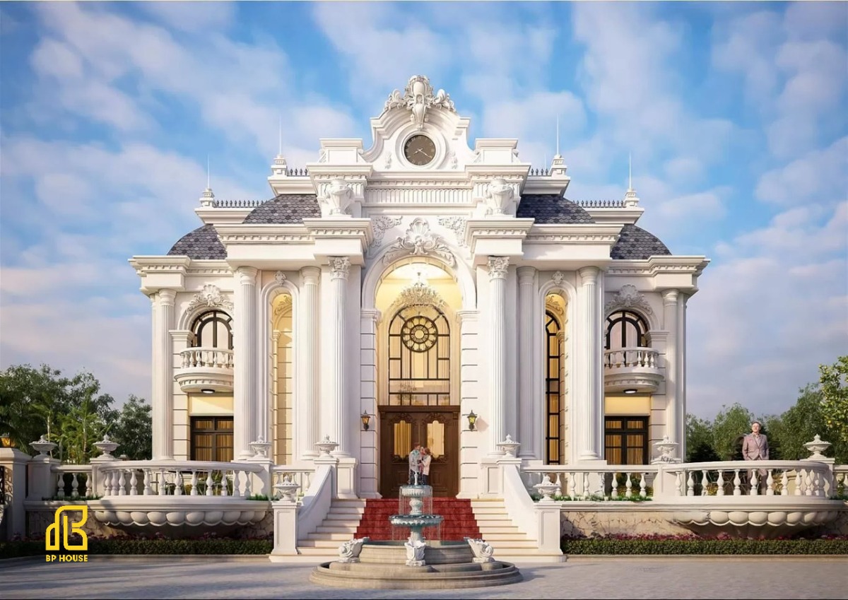 Mẫu biệt thự 2 tầng kiểu Pháp mái Mansard