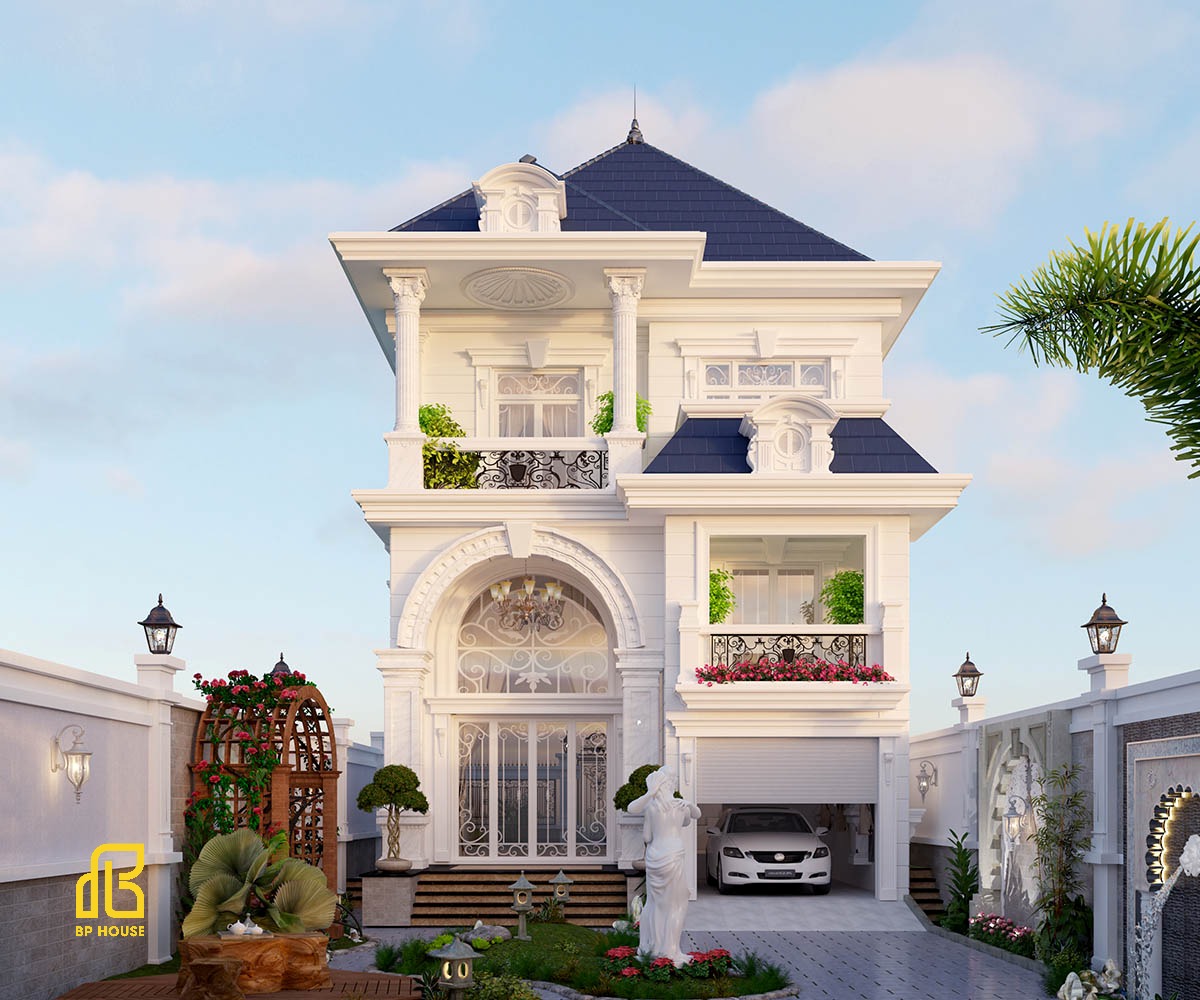 Mẫu biệt thự 2 tầng kiểu Pháp 100m²