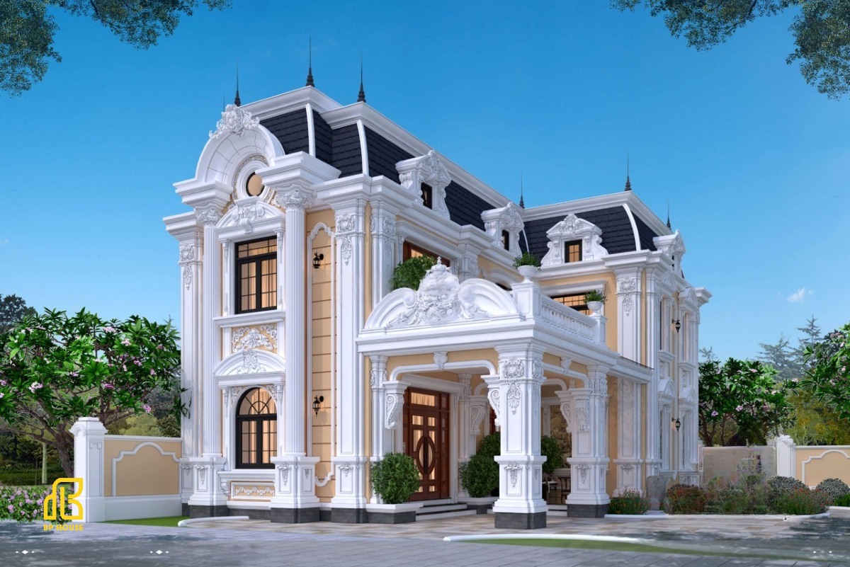 Mẫu biệt thự 2 tầng kiểu Pháp 120m²