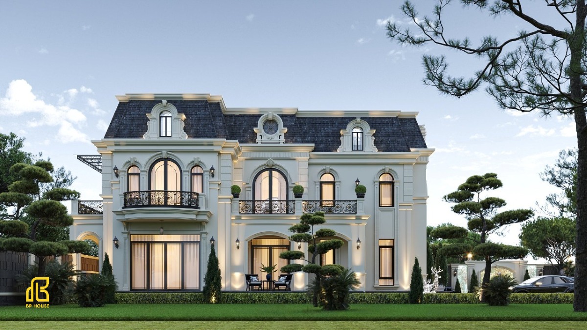 Mẫu biệt thự 2 tầng kiểu Pháp 200m²