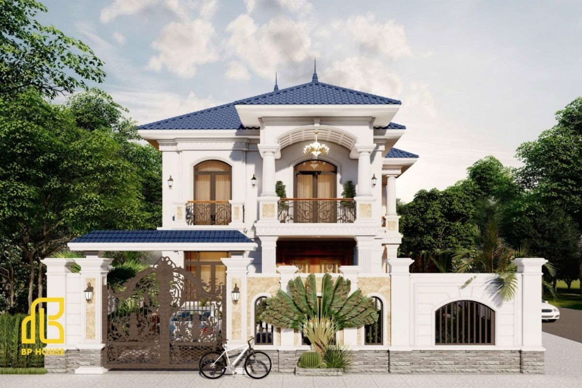Dự án biệt thự mái Nhật 2 tầng tại Bình Thuận do BP House thiết kế, mang vẻ đẹp tân cổ điển sang trọng.