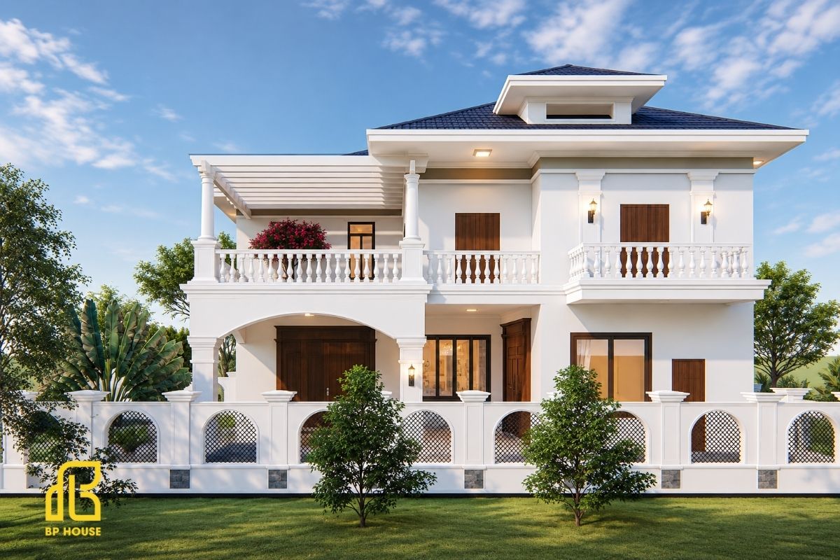 Dự án biệt thự mái Nhật 2 tầng do BP House thiết kế và xây dựng.