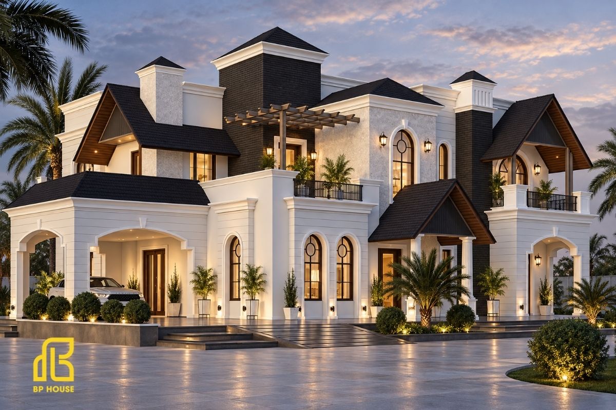 Cửa vòm thanh lịch, mái Thái dốc cao gợi nét Địa Trung Hải phóng khoáng, đậm chất nghỉ dưỡng.