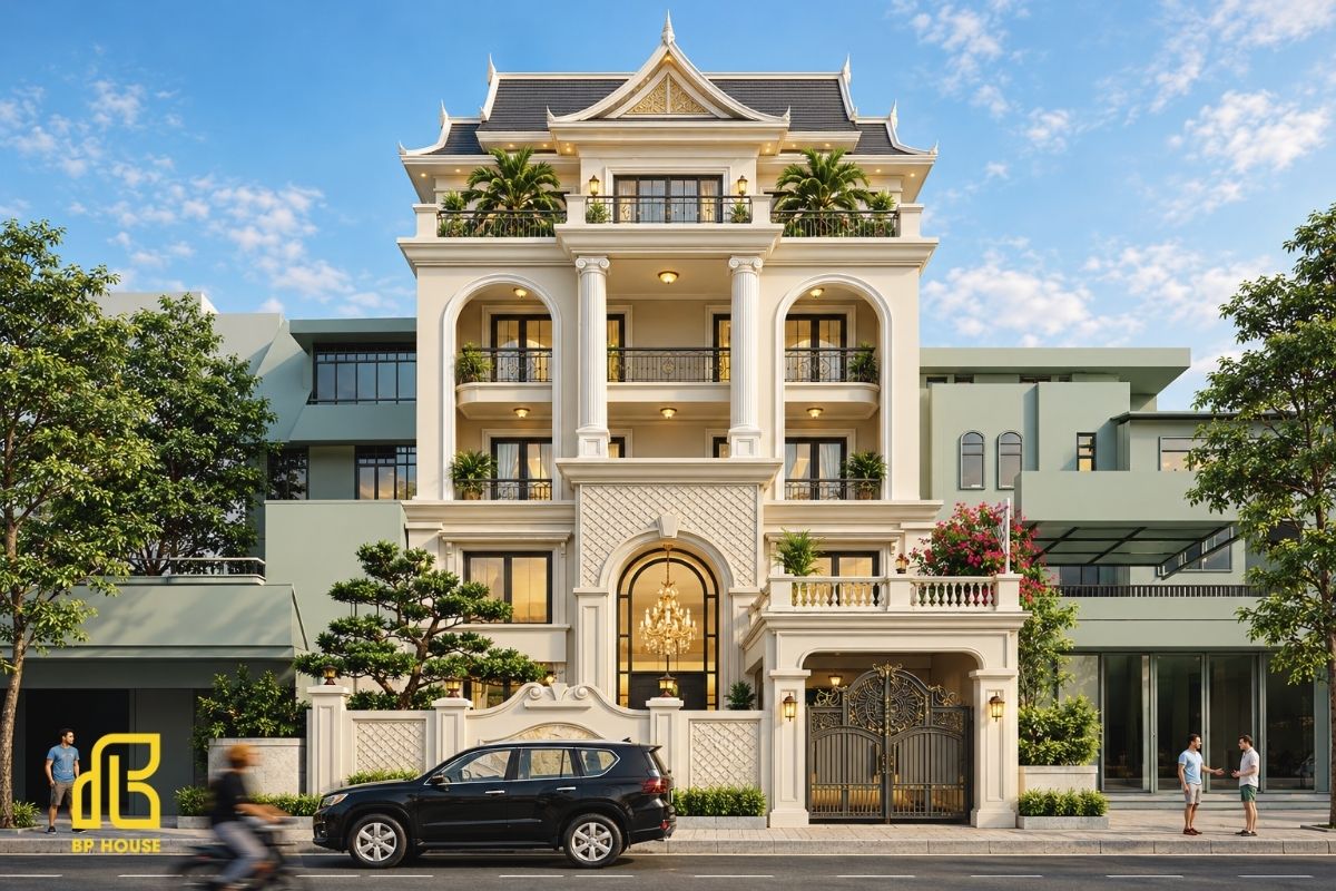 Thiết kế mái Thái đúng độ dốc, xử lý chống thấm kỹ lưỡng giúp thoát nước mưa hiệu quả.