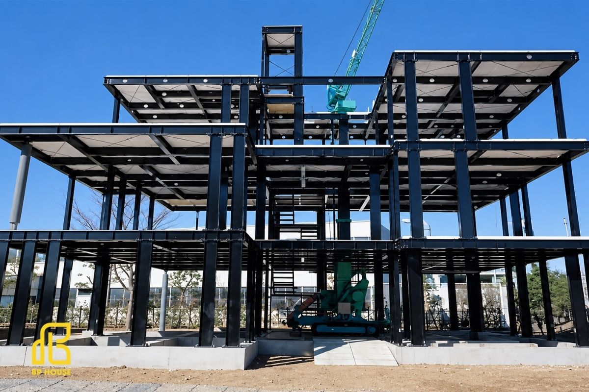 Nhà tiền chế thi công nhanh, linh hoạt không gian và tiết kiệm chi phí xây dựng.