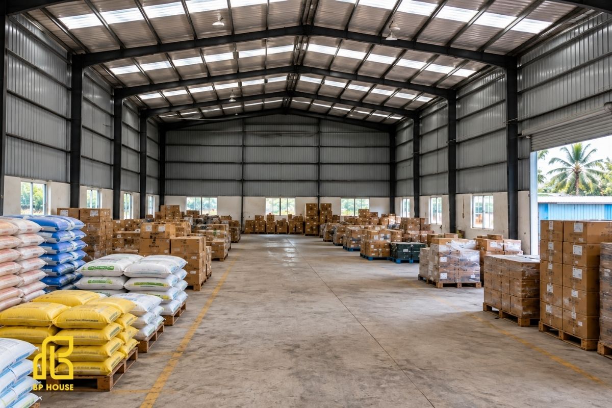 Kho bảo quản nông sản, linh hoạt về diện tích và quy mô lưu trữ.